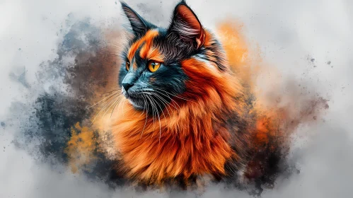 Colorful Cat Art Portrait