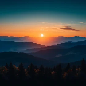 Sunset Over Mountain Peaks