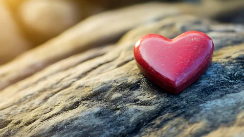 Heart Object on Wooden Texture