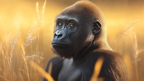 Peaceful Gorilla at Sunset