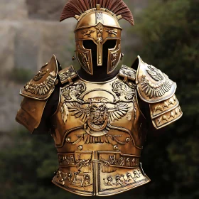 Gleaming Golden Armor Sculpture