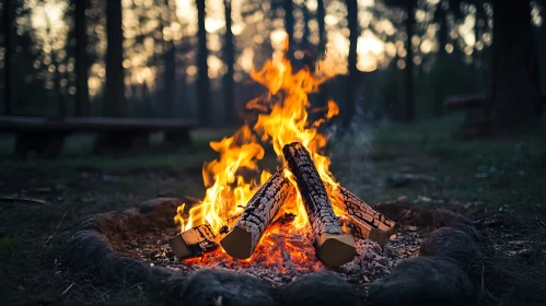 Forest Campfire at Dusk