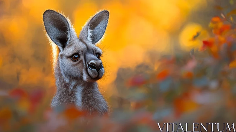 Kangaroo Among Autumn Leaves AI Image