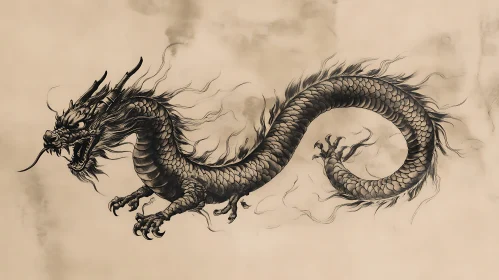 Dragon Illustration in Ink