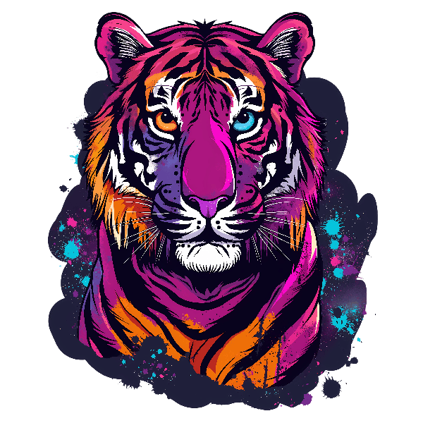 POD Design Vibrant Tiger Art for Apparel