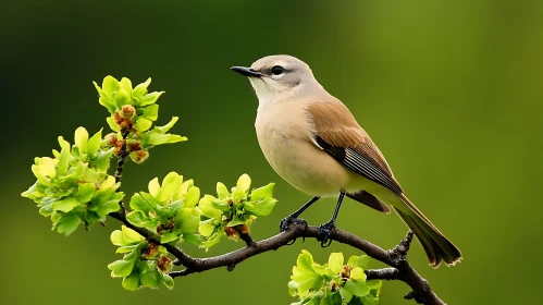 Small Bird on Tree Branch
