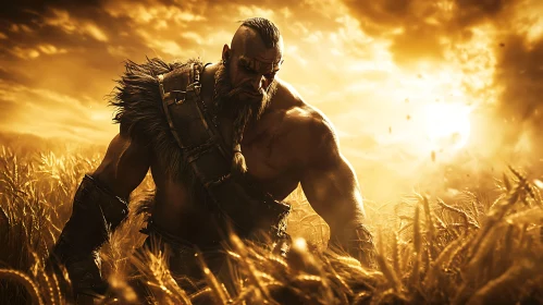 Warrior in Wheat Field Sunlight