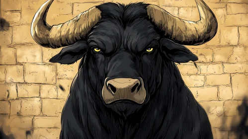 Powerful Bull Illustration with Commanding Presence