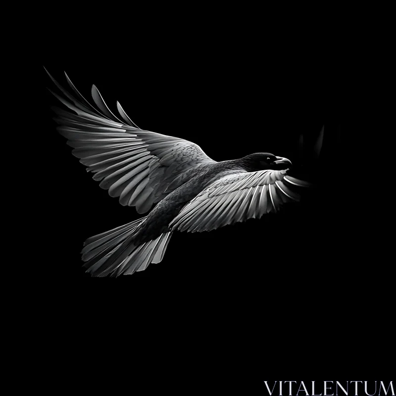 Bird in Flight Monochrome AI Image