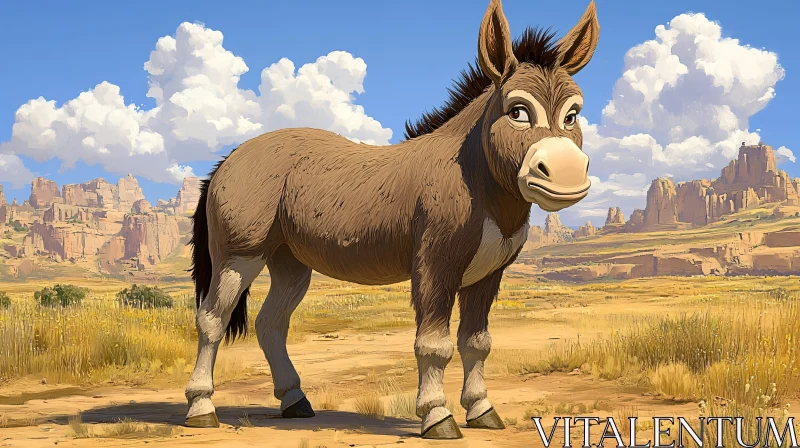 Animated Donkey in Golden Desert AI Image