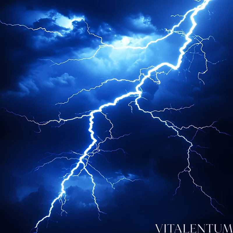 AI ART Electric Blue Lightning Strikes Image