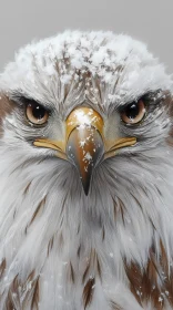 Snow-Kissed Eagle Close-Up