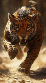 Charging Jaguar in the Dust