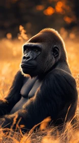 Pensive Gorilla in Warm Light