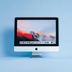 Minimalist iMac Display Featuring Mountain Scene