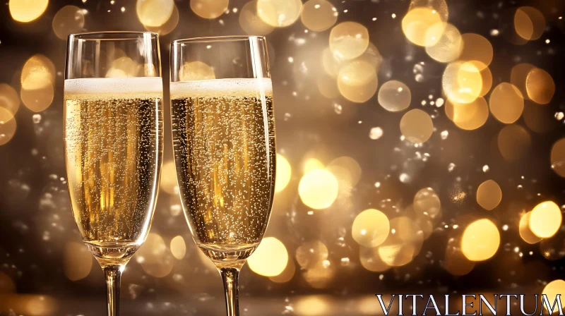 Golden Champagne Flutes Celebration AI Image