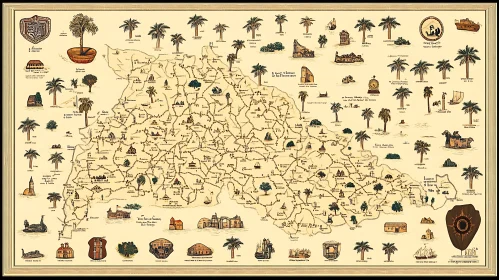 Vintage Topographic Map with Trees