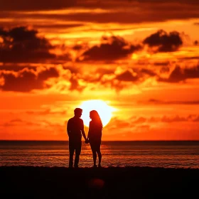 Sunset Silhouette: Love on the Beach
