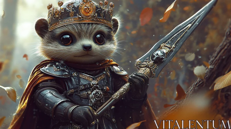 AI ART Regal Meerkat Warrior with Golden Crown