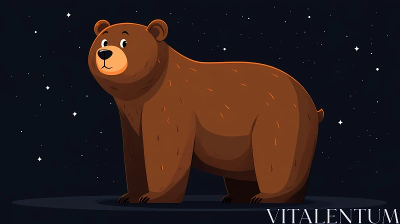 Bear in Starry Night Illustration AI Image