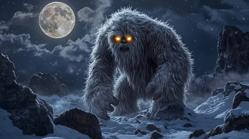 Abominable Snowman in Winter Landscape