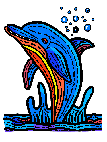 Cartoon Dolphin Jumping - Playful Marine Art POD Design