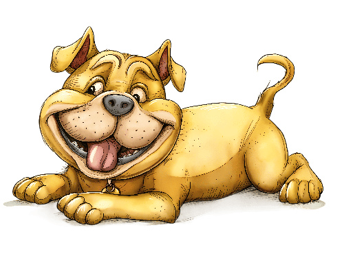 Cheerful Yellow Dog Cartoon Illustration