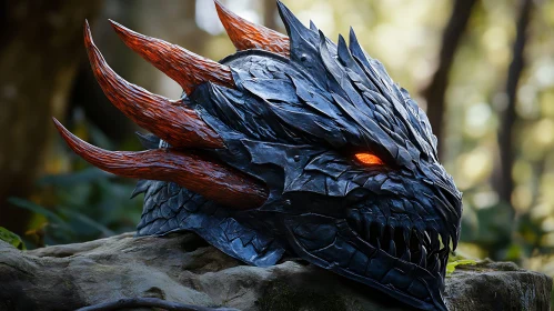 Detailed Dragon Head Armor Sculpture