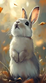 Charming Rabbit in Fall Foliage