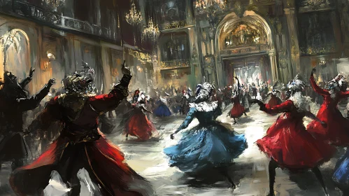 Elegant Dance in the Opulent Ballroom