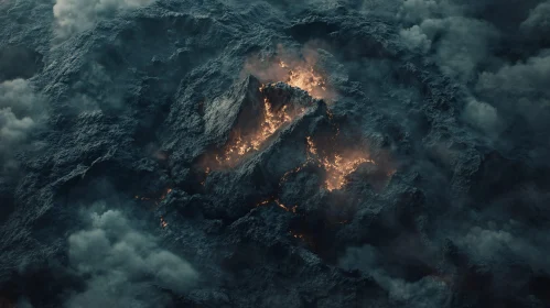 Volcano Eruption with Lava and Smoke