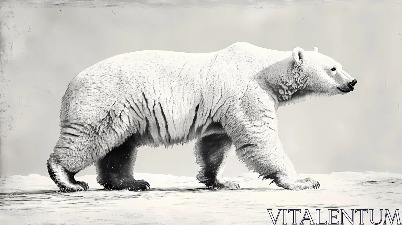 Polar Bear Strolling Across Snow AI Image