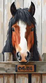Horse Painting with Distinctive Blaze