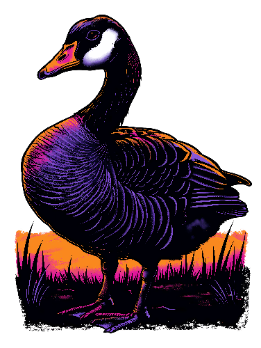 POD Design Goose Illustration in Pink, Orange, and Purple for Apparel