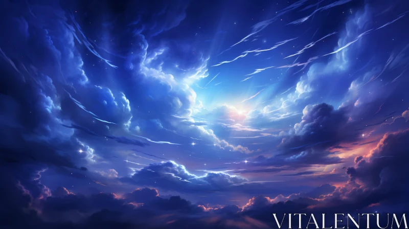 Heavenly Sky Wallpaper - A Dreamlike Illustration of Celestial Beauty AI Image