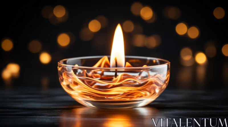 Warm Candlelight Reflection in a Glass Holder - Zen and Festive Influences AI Image
