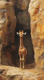 Giraffe Among Rocks