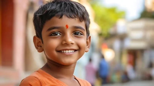 Smiling Young Boy with Traditional Mark