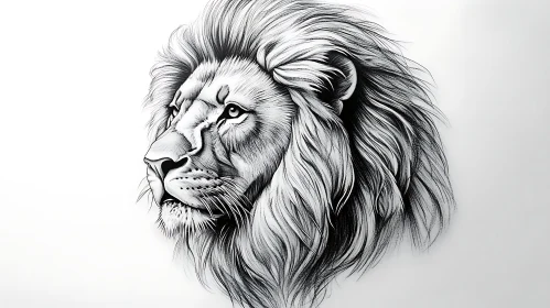 Lion Head Monochrome Art