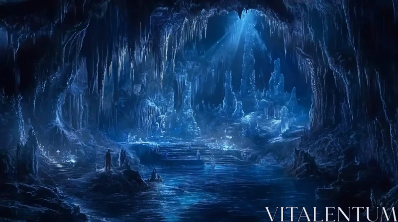 AI ART Frozen Blue Dream Ice Cave