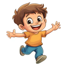 Joyful Boy Cartoon Illustration