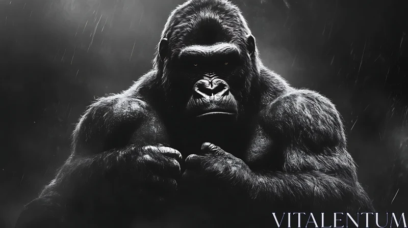 AI ART Monochrome Gorilla Stare