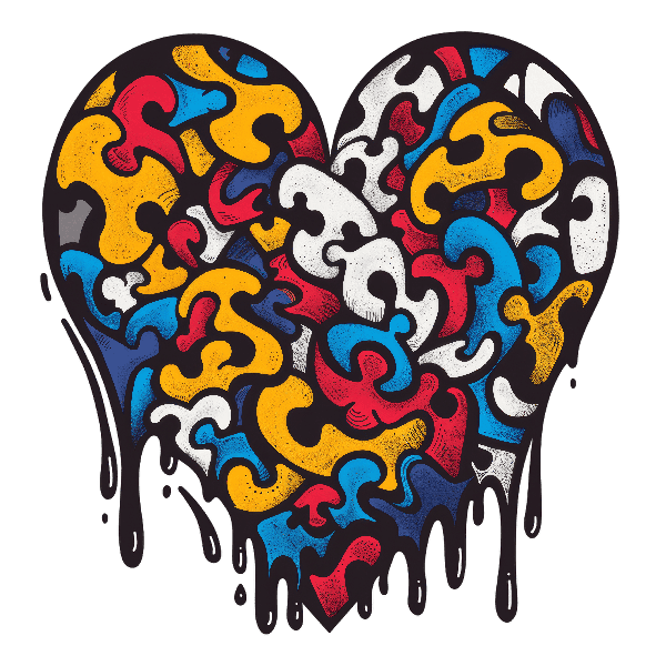 Abstract Heart Puzzle Design for T-Shirts POD Design