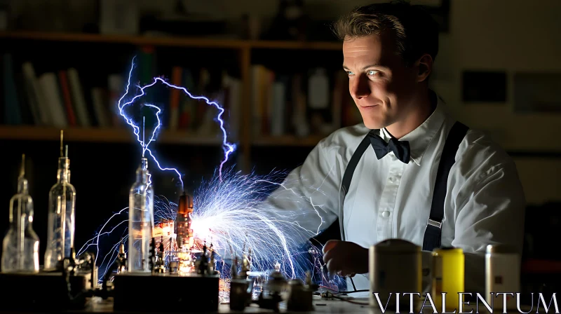 AI ART Vintage Science Experiment with Electricity