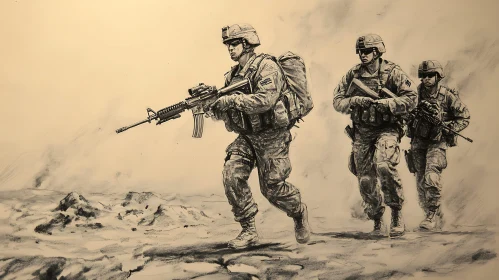 Military Sketch: Soldiers on Patrol