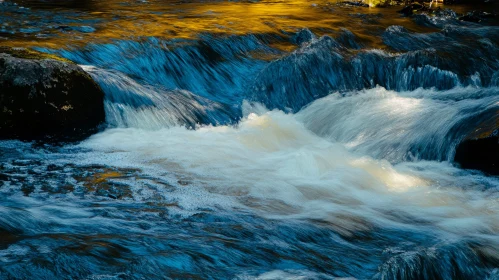 Flowing River with Cascading Water