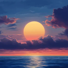 Serene Ocean Sunset with Cloudscape
