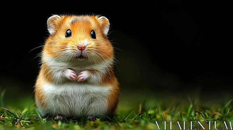 Cute Hamster on Grass AI Image