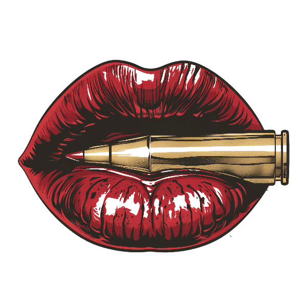 POD Design Glossy Red Lips with Bullet Art