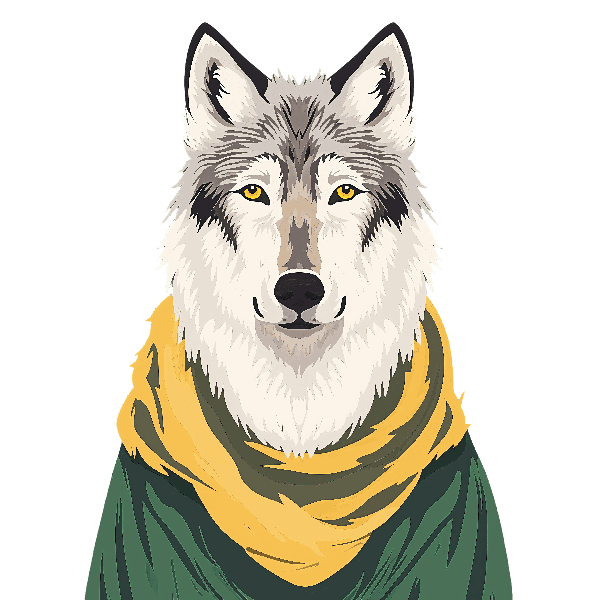 Fashionable Wolf Illustration POD Design